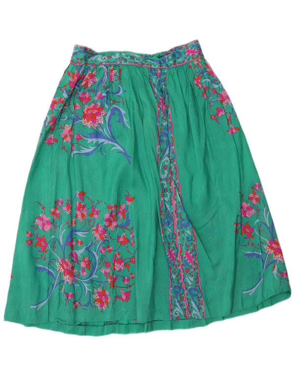 Vintage Womens Flared Skirt W28 Medium Green Floral