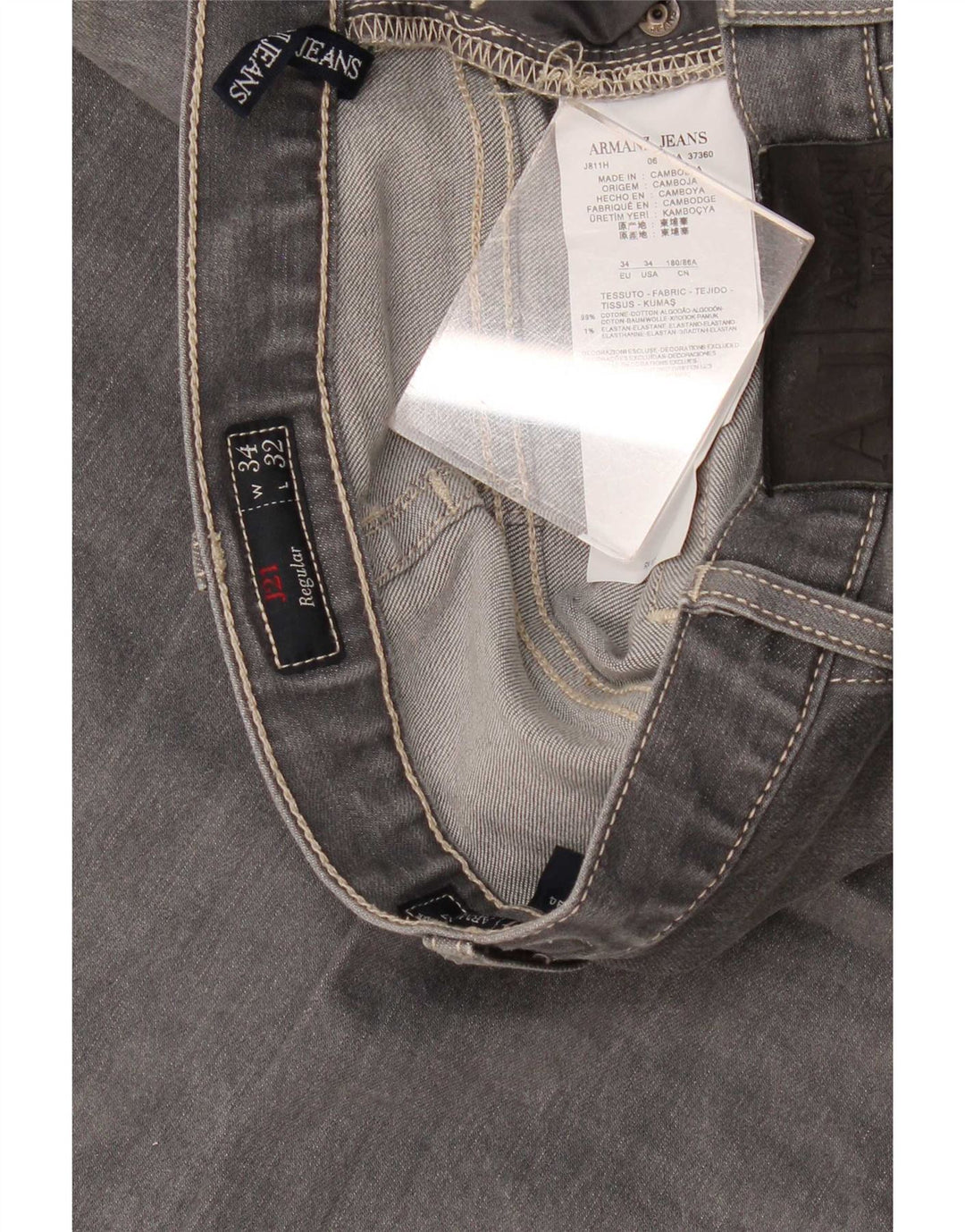 Armani Womens Regular Straight Jeans W34 L32 Grey Cotton