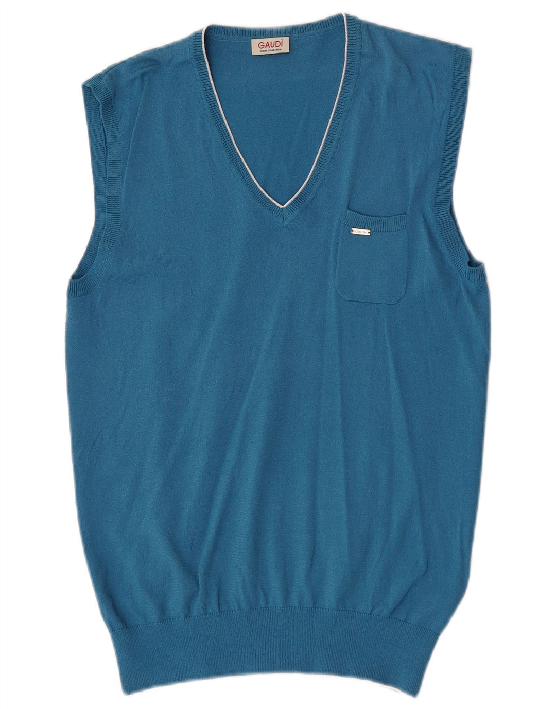 Gaudi Mens Vest Tank Top Medium Blue Viscose
