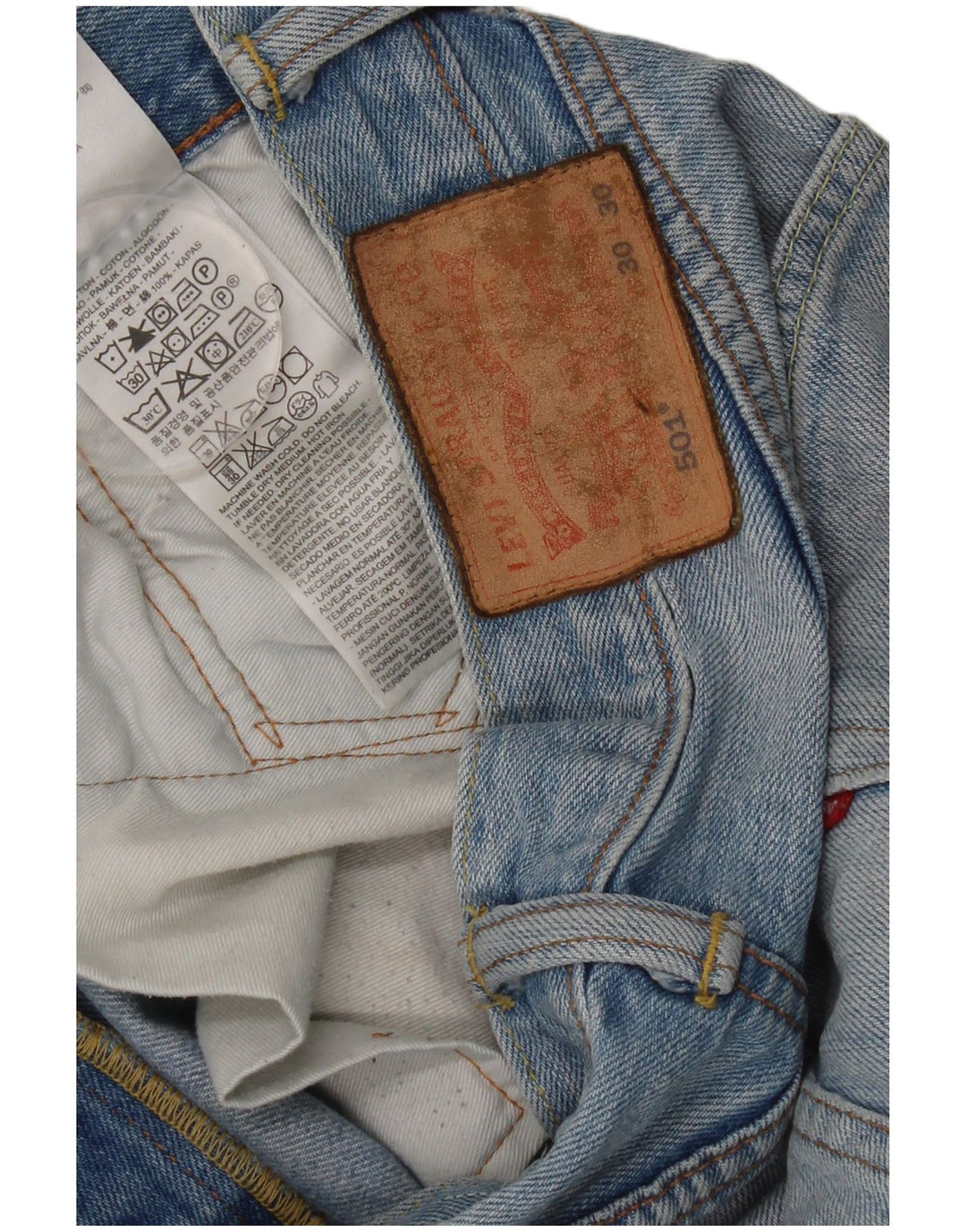 Levi's Mens 501 Straight Jeans W30 L30 Blue Cotton