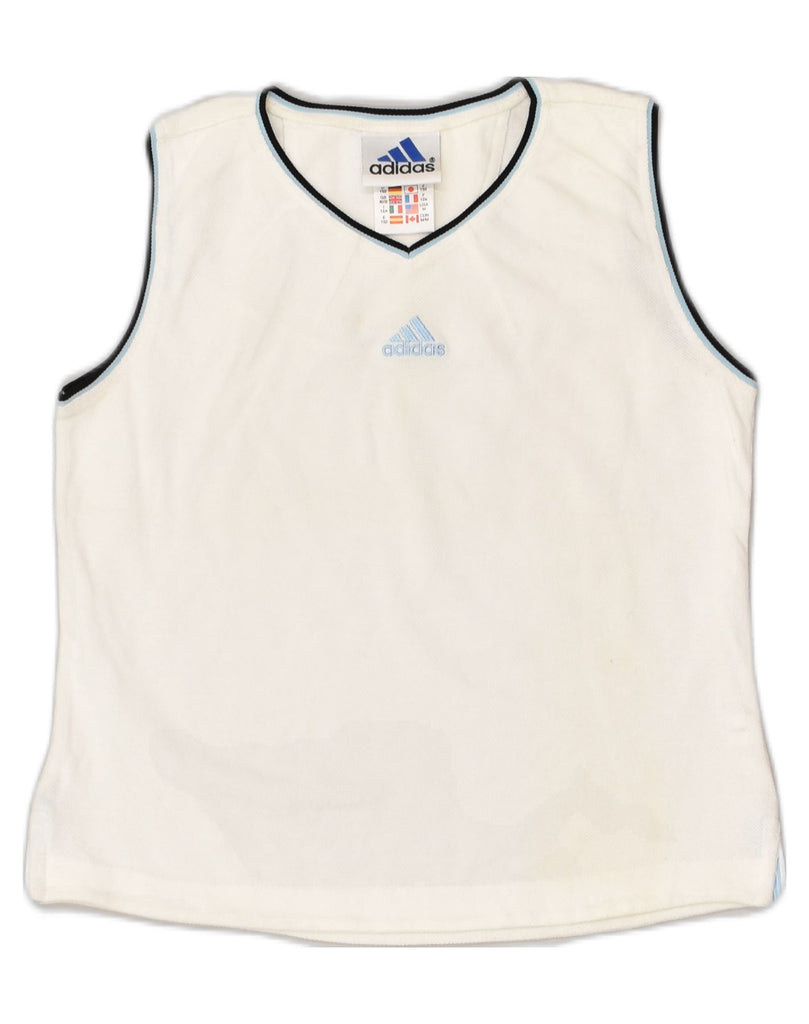 ADIDAS Girls Vest Top 11-12 Years White Cotton | Vintage Adidas | Thrift | Second-Hand Adidas | Used Clothing | Messina Hembry 