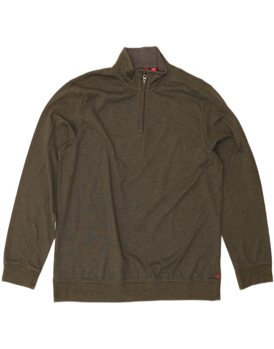 IZOD Mens Zip Neck Sweatshirt Jumper XL Khaki Pinstripe Vintage Izod and Second-Hand Izod from Messina Hembry 