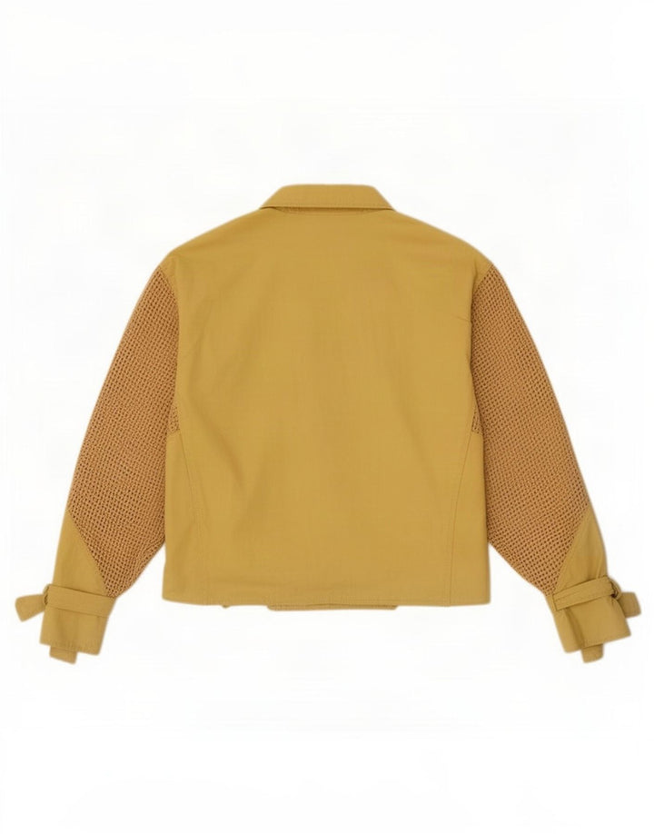 Vintage Womens Batwing Bomber Jacket UK 14 Medium Yellow Cotton