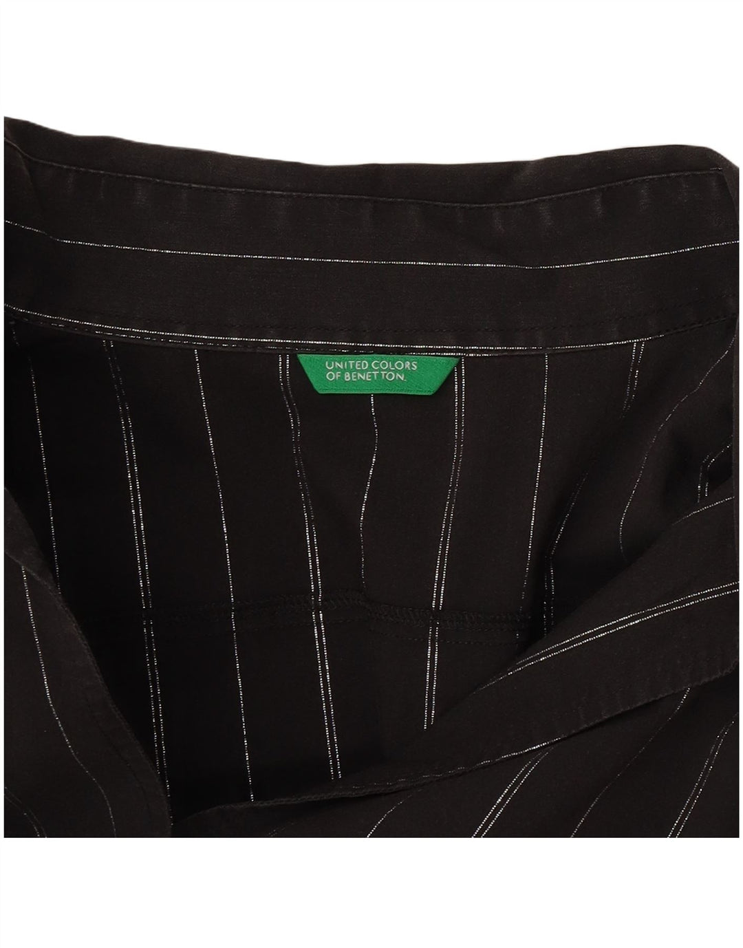 Benetton Womens Shirt UK 16 Large Black Striped