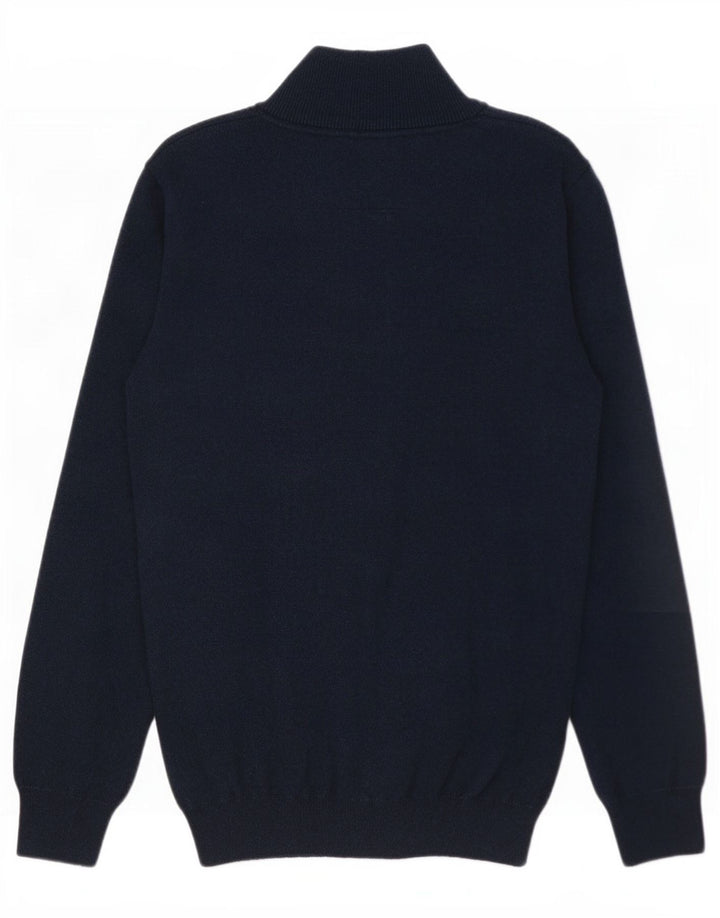 Superdry Mens Zip Neck Jumper Sweater Small Navy Blue Cotton