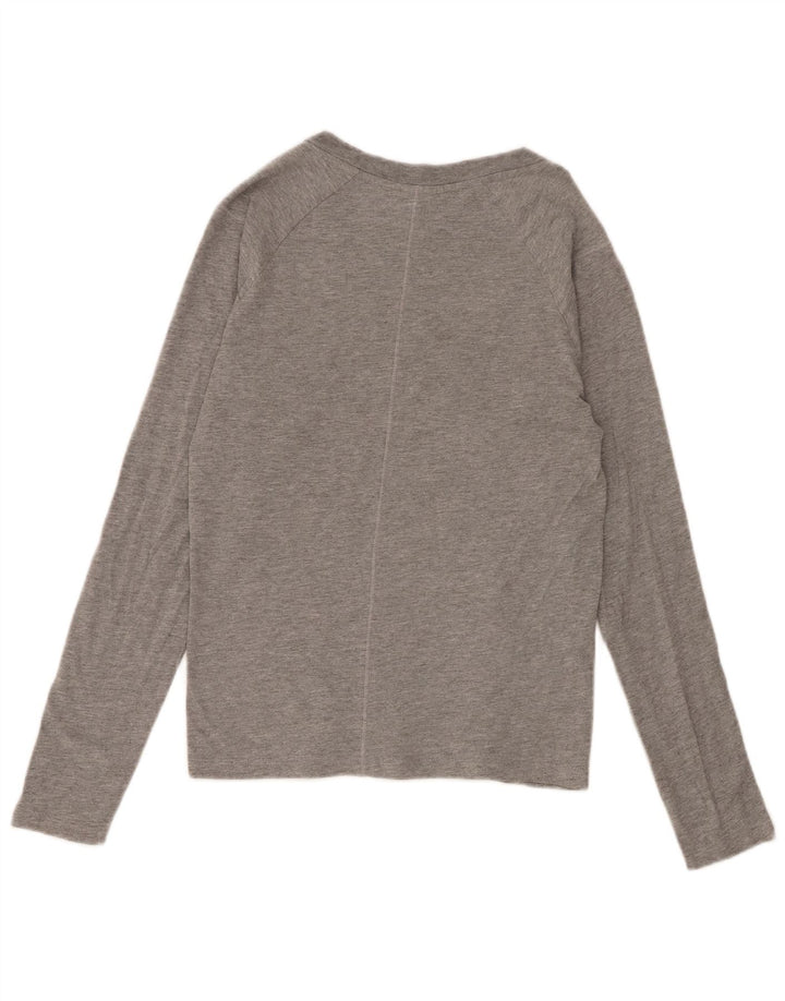 Nike Womens Top Long Sleeve UK 10 Small Grey Cotton