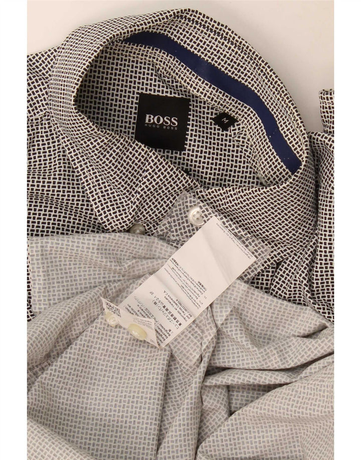 Hugo Boss Mens Regular Fit Shirt Medium Black Geometric Cotton