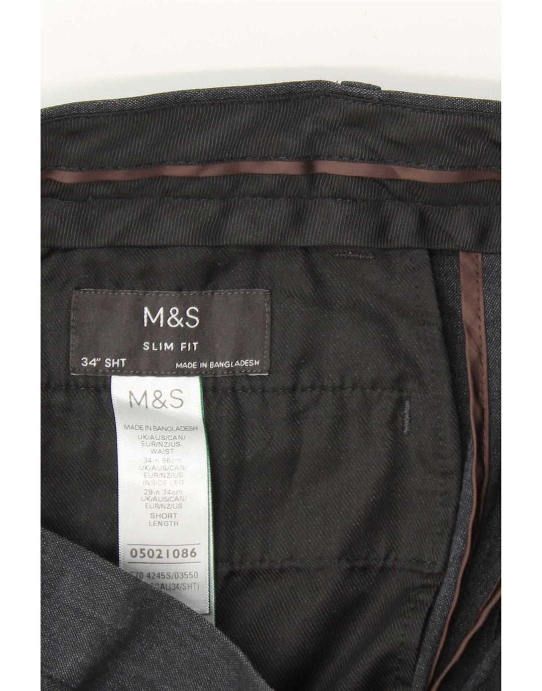 Marks & Spencer Mens Slim Fit Chino Trousers W34 L29 Navy Blue Polyester