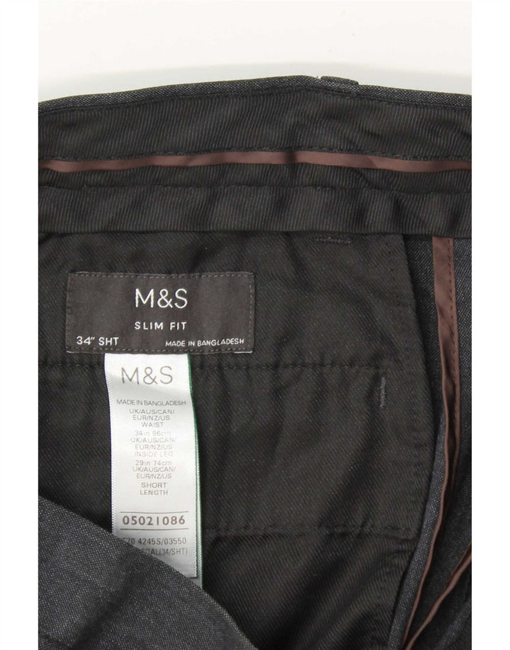 Marks & Spencer Mens Slim Fit Chino Trousers W34 L29 Navy Blue Polyester