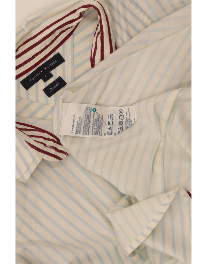 Tommy Hilfiger Womens Shirt US 6 Medium White Pinstripe Cotton