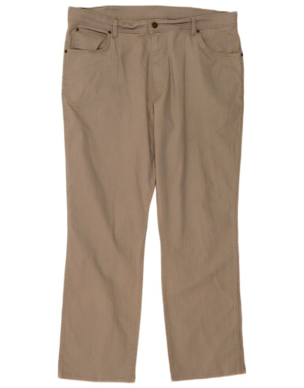 WRANGLER Mens Regular Fit Straight Casual Trousers W40 L32 Beige Cotton