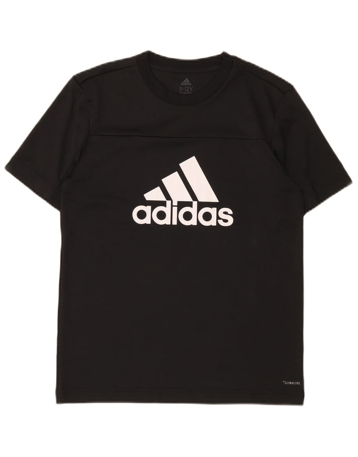 Adidas Boys Climacool Graphic T-Shirt Top 11-12 Years Black Polyester