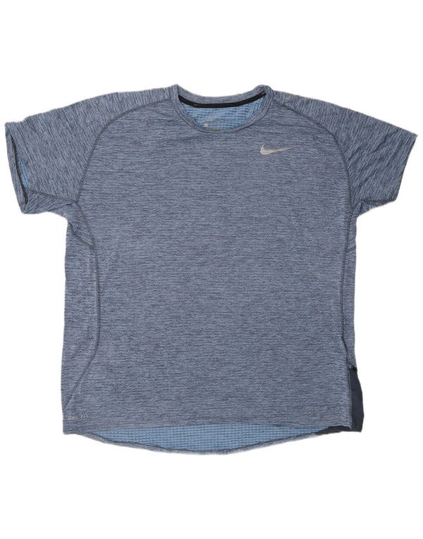 NIKE Mens Dri Fit T-Shirt Top XL Blue Flecked Polyester