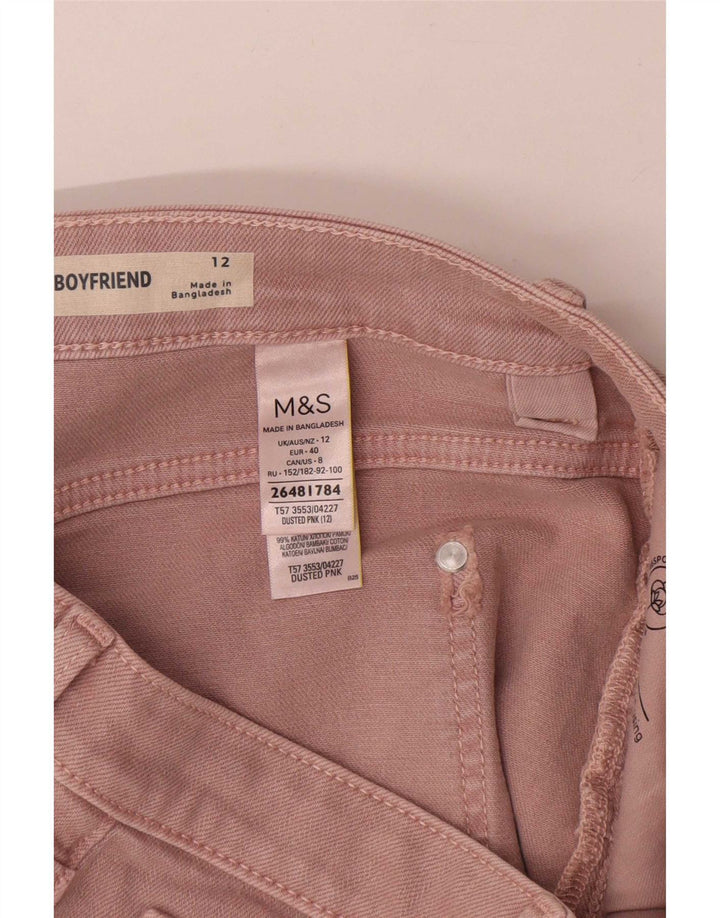 Marks & Spencer Womens Denim Shorts UK 12 Medium W30 Pink Cotton