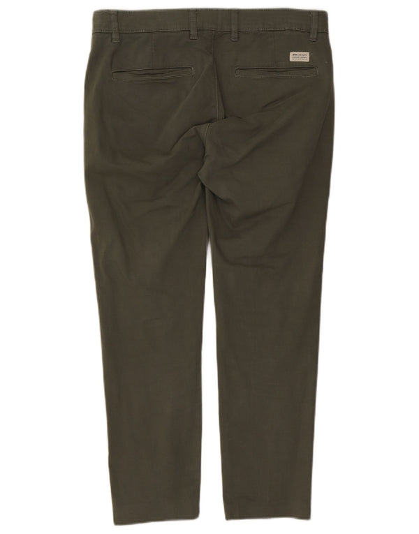 Zara Mens Slim Chino Trousers EU 42 Large W32 L26 Khaki Cotton
