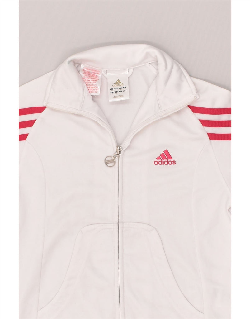 ADIDAS Girls Tracksuit Top Jacket 7-8 Years White Polyester | Vintage Adidas | Thrift | Second-Hand Adidas | Used Clothing | Messina Hembry 