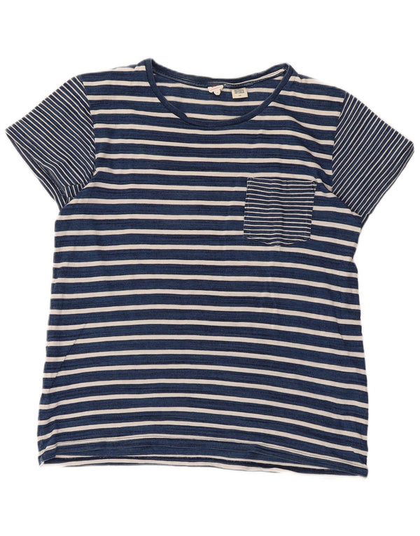Levi's Womens T-Shirt Top UK 14 Large Blue Striped Cotton