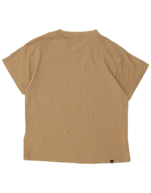 Puma Womens Graphic T-Shirt Top UK 16 Large Beige Cotton
