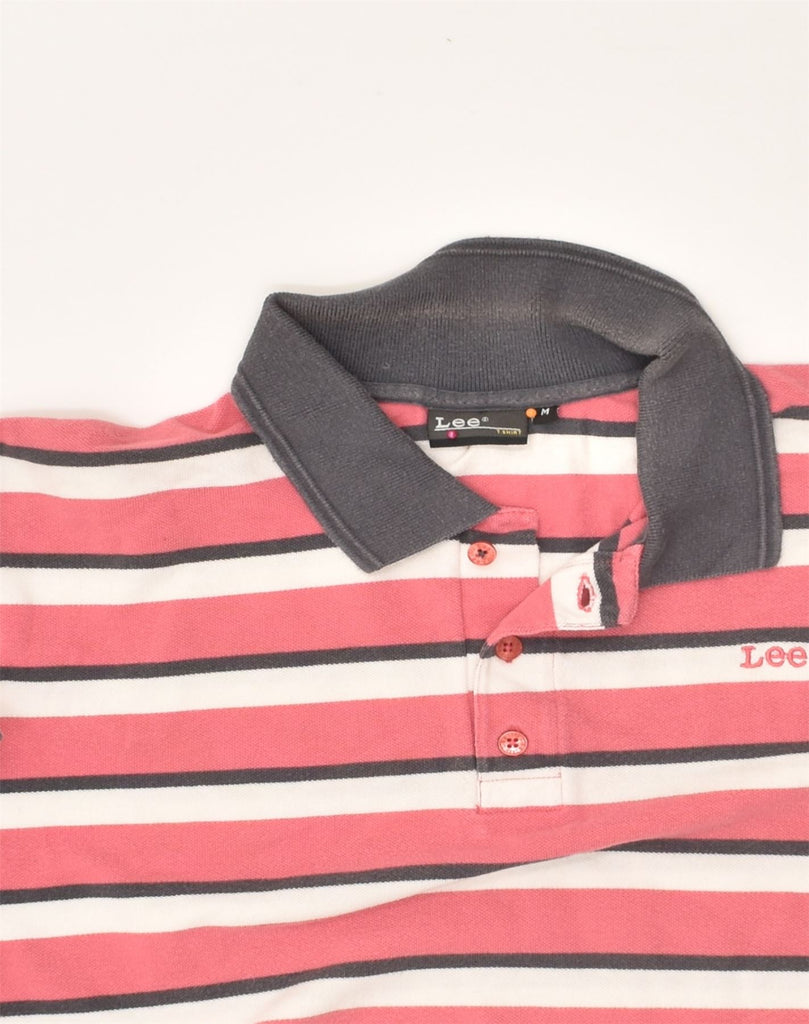 LEE Mens Polo Shirt Medium Pink Striped Cotton | Vintage Lee | Thrift | Second-Hand Lee | Used Clothing | Messina Hembry 