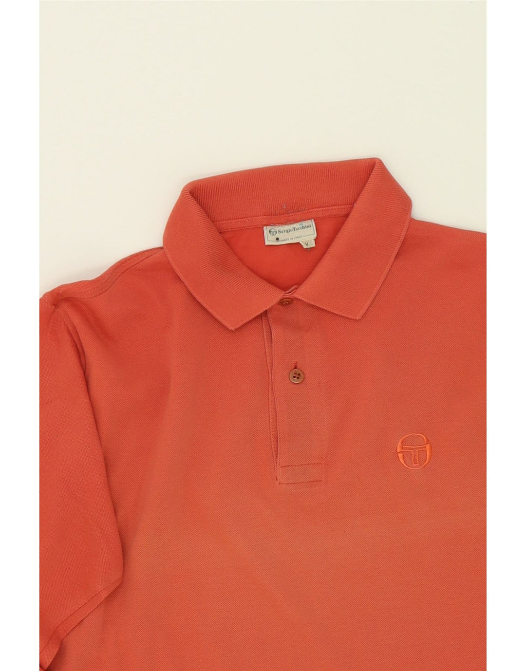 SERGIO TACCHINI Mens Long Sleeve Polo Shirt Medium Orange Cotton Vintage Sergio Tacchini and Second-Hand Sergio Tacchini from Messina Hembry 