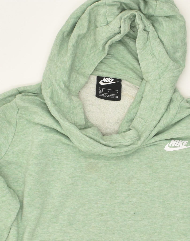 NIKE Womens Hoodie Jumper UK 14 Large Green Cotton | Vintage Nike | Thrift | Second-Hand Nike | Used Clothing | Messina Hembry 