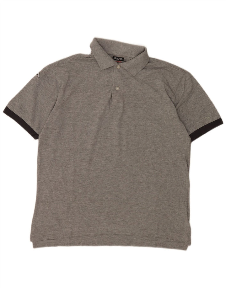 KAPPA Mens Graphic Polo Shirt Large Grey Colourblock Cotton