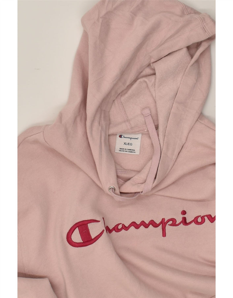 CHAMPION Womens Graphic Hoodie Jumper UK 18 XL  Beige Cotton | Vintage Champion | Thrift | Second-Hand Champion | Used Clothing | Messina Hembry 