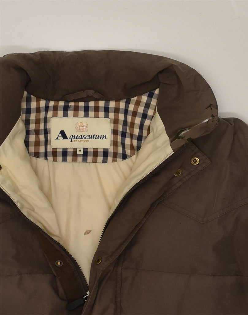 AQUASCUTUM Mens Hooded Padded Jacket UK 38 Medium Brown | Vintage Aquascutum | Thrift | Second-Hand Aquascutum | Used Clothing | Messina Hembry 