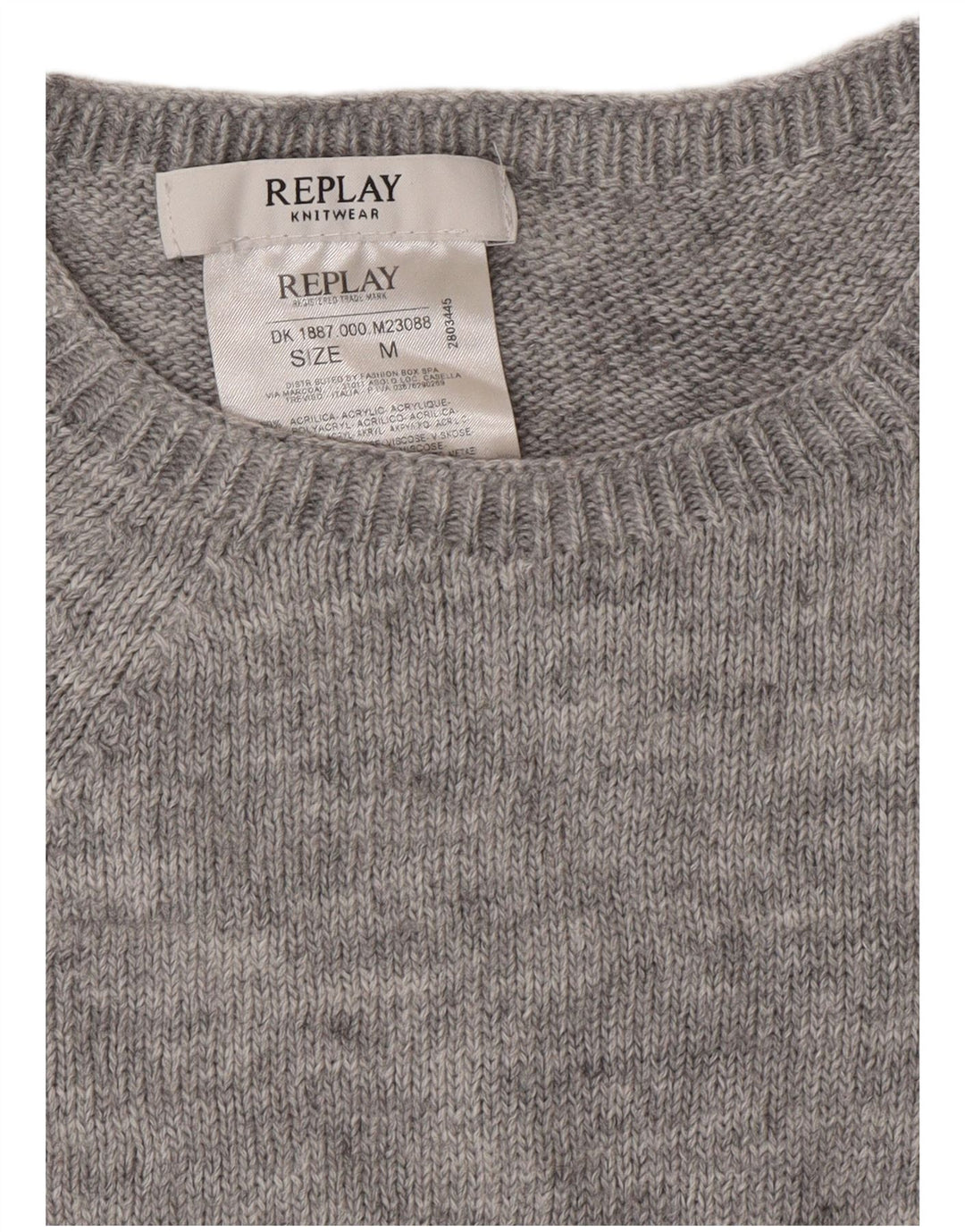 REPLAY Womens Longline Crew Neck Jumper Sweater UK 14 Medium Grey Acrylic