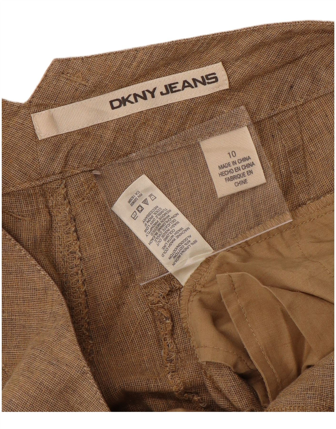 DKNY Womens Casual Shorts US 10 Large W34 Brown Linen