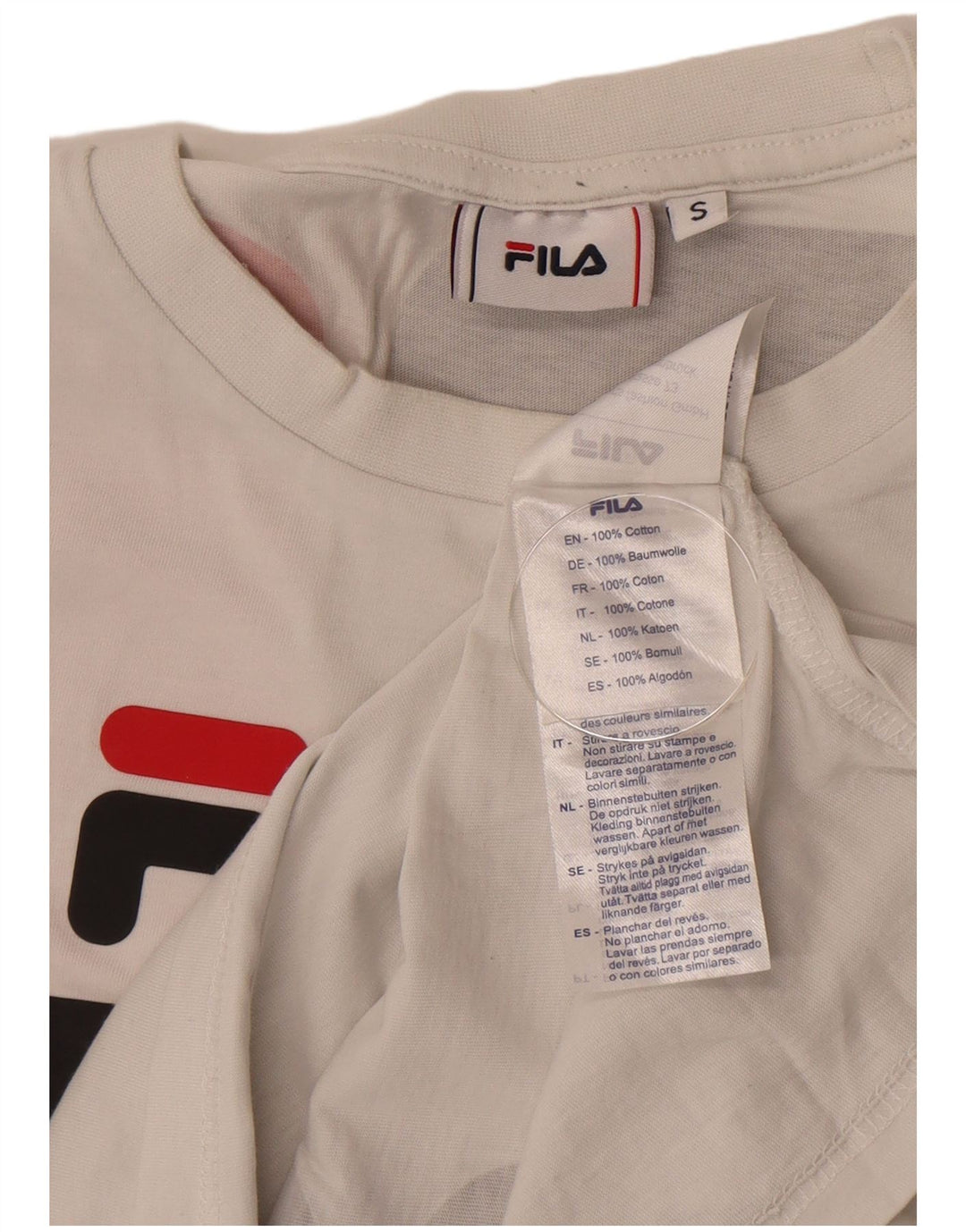 Fila Mens Graphic T-Shirt Top Small White Striped Cotton