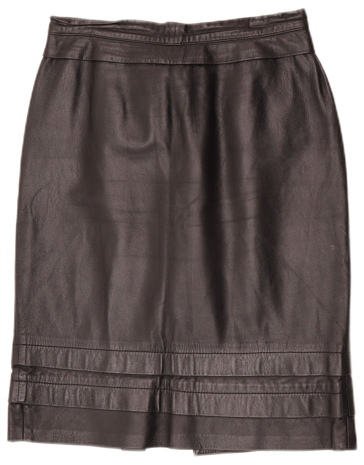 Vintage Womens High Waist Leather Skirt IT 44 Medium W27  Black
