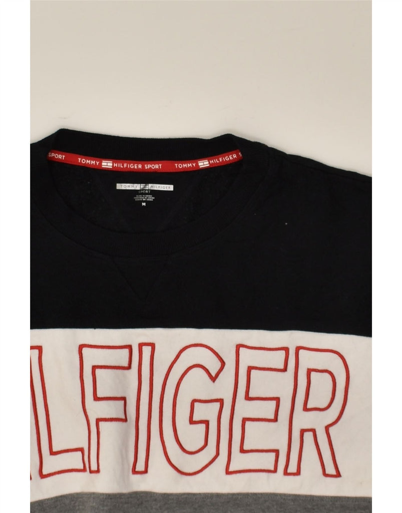 TOMMY HILFIGER Womens Graphic Sweatshirt Jumper UK 14 Medium Black | Vintage Tommy Hilfiger | Thrift | Second-Hand Tommy Hilfiger | Used Clothing | Messina Hembry 