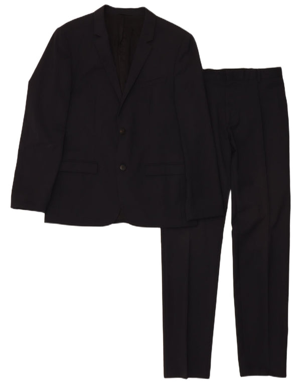 Calvin Klein Mens 2 Button 2 Piece Suit IT 50 Large W34 L33 Black Wool