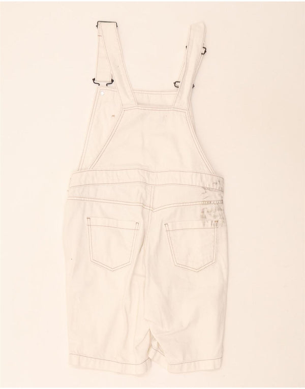 White Stuff Womens Dungarees Shorts UK 8 Small W30  White Cotton