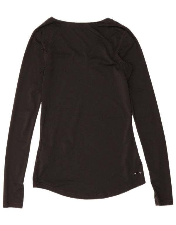 Nike Womens Dri Fit Top Long Sleeve UK 8 Small Black Polyester