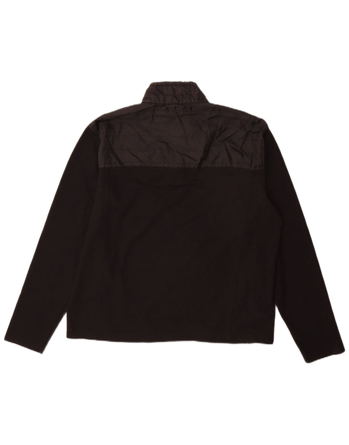 Eddie Bauer Mens Zip Neck Fleece Jumper Large Black Polyester