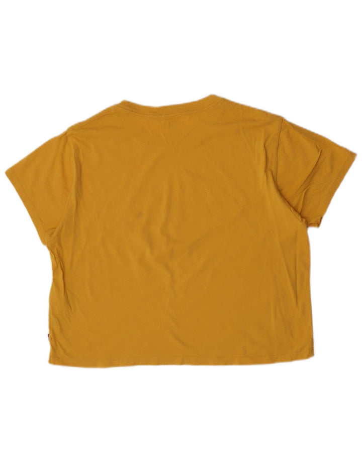 Levi's Womens Crop Graphic T-Shirt Top UK 14 Medium Yellow Cotton