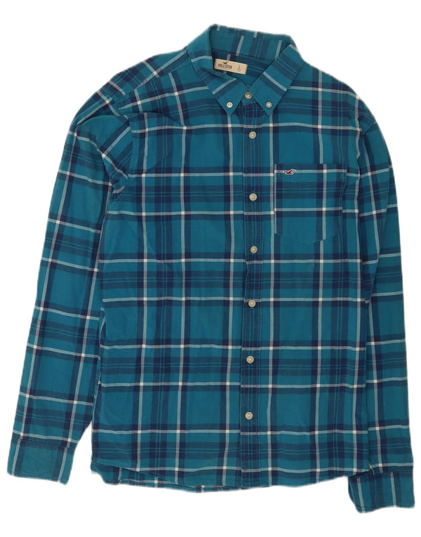 Hollister Mens Shirt Large Blue Plaid Cotton