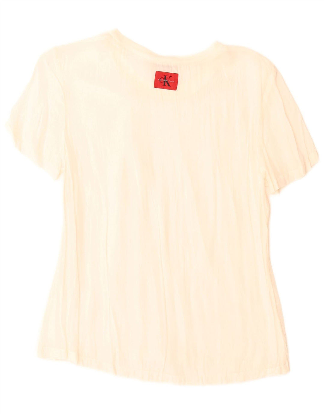 Calvin Klein Jeans Womens Blouse Top UK 10 Small Off White