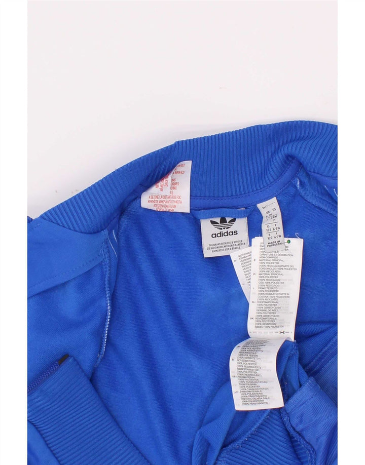 Adidas Boys Tracksuit Top Jacket 6-7 Years Blue Polyester