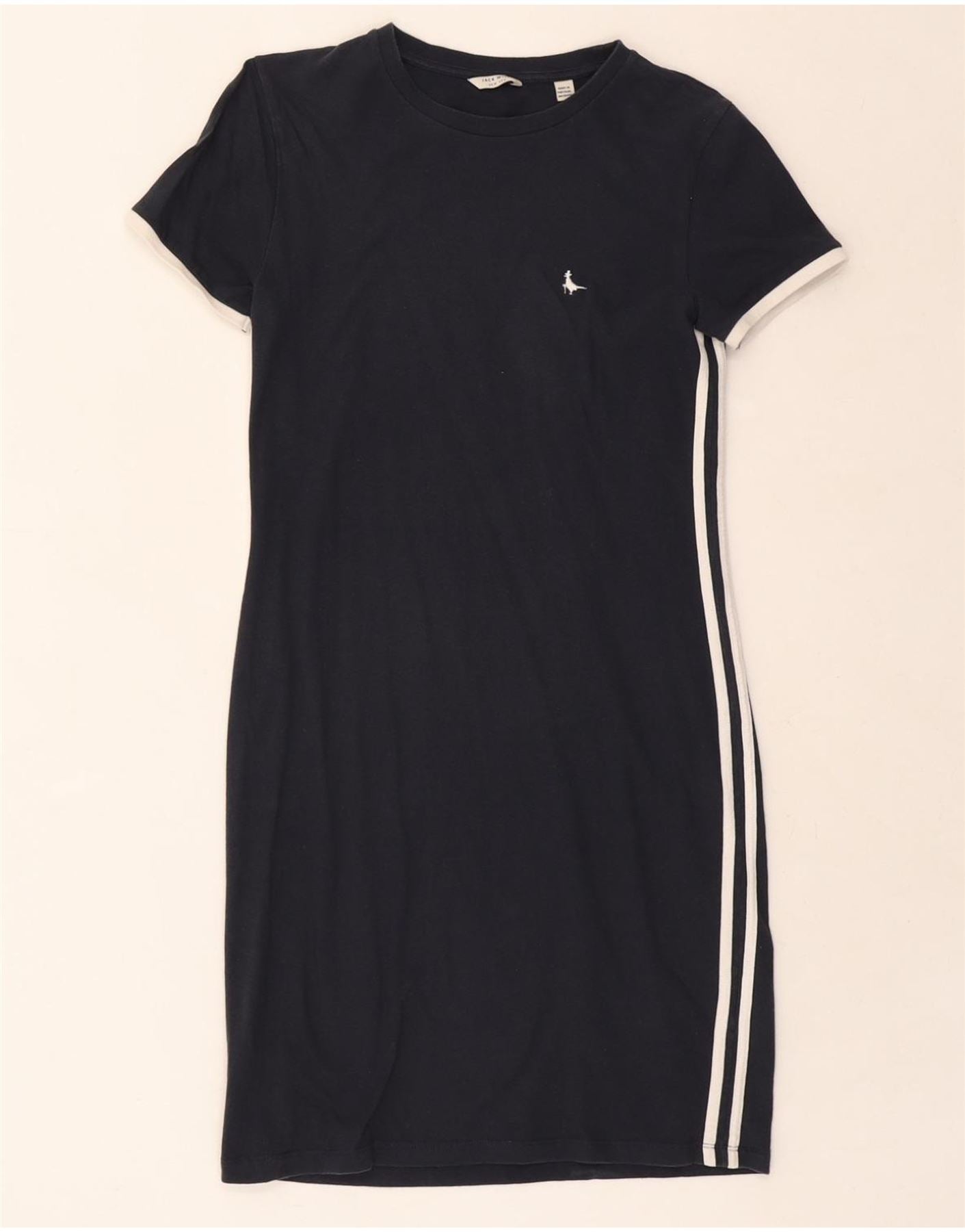 JACK WILLS Womens T-Shirt Dress UK 10 Small Navy Blue Cotton