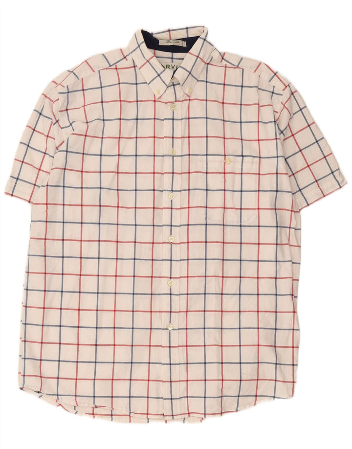 Orvis Mens Short Sleeve Shirt Large White Check Cotton