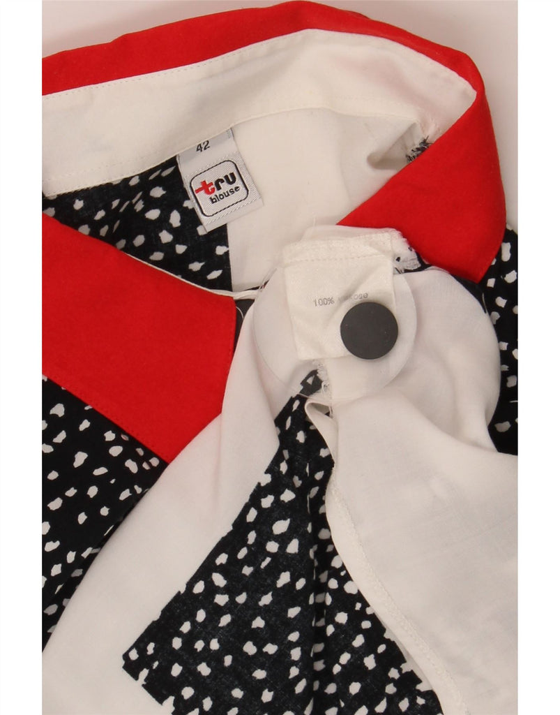 TRU Womens Graphic Shirt Blouse IT 42 Medium White Colourblock Vintage Tru and Second-Hand Tru from Messina Hembry 