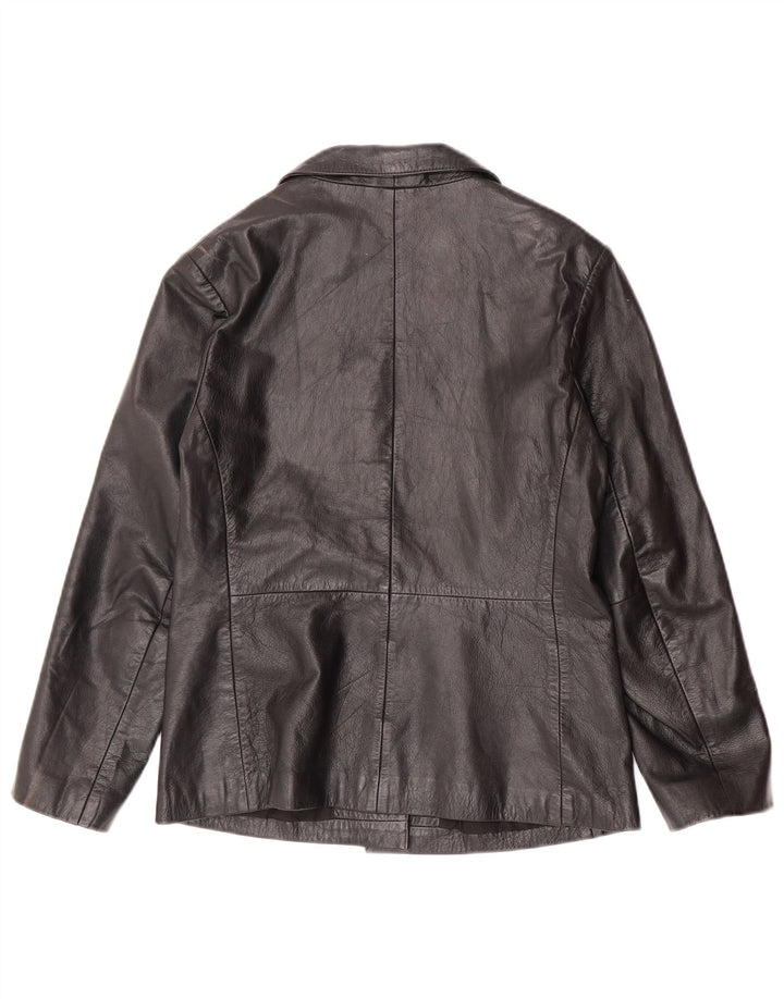 Vintage Womens Leather Jacket UK 12 Medium Black Leather