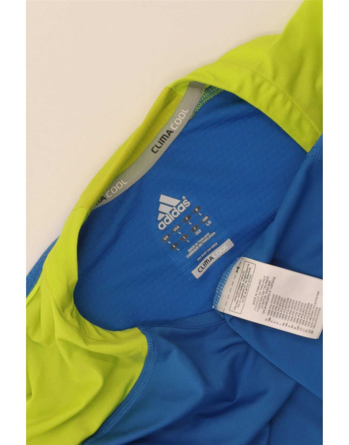 Adidas Mens Climacool Regular Fit Top Long Sleeve Large Blue Colourblock