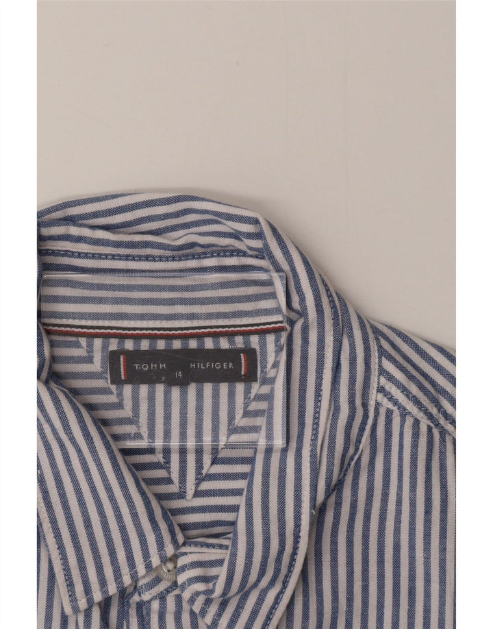 TOMMY HILFIGER Boys Shirt 13-14 Years Blue Pinstripe Cotton