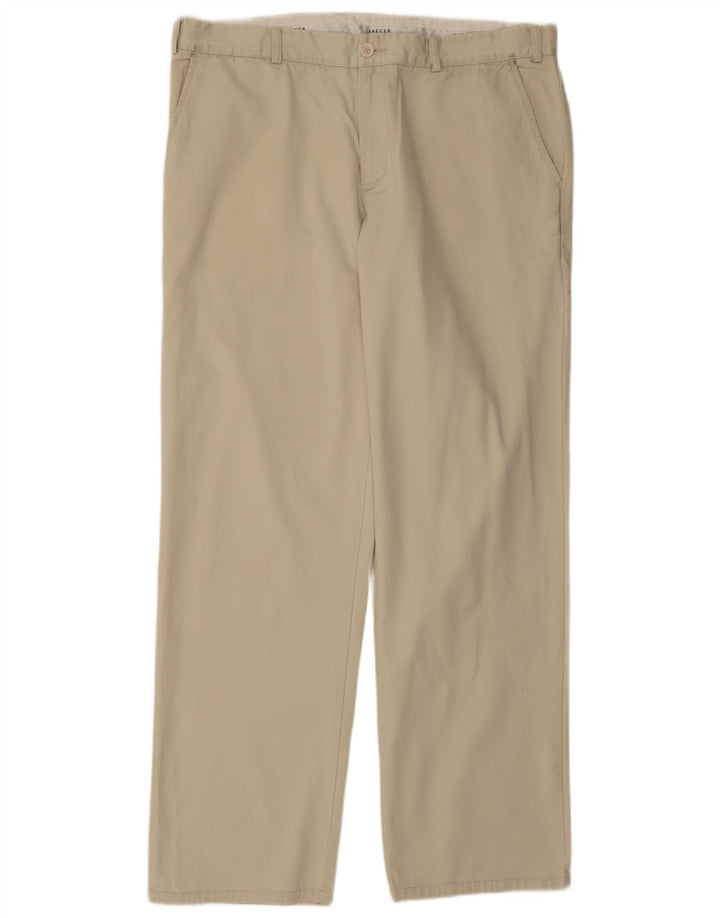 JAEGER Mens Straight Chino Trousers W38 L33 Green Cotton