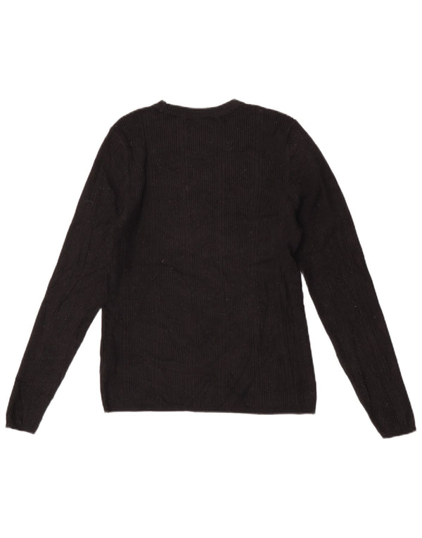Marks & Spencer Womens Boat Neck Jumper Sweater UK 12 Medium  Black Viscose