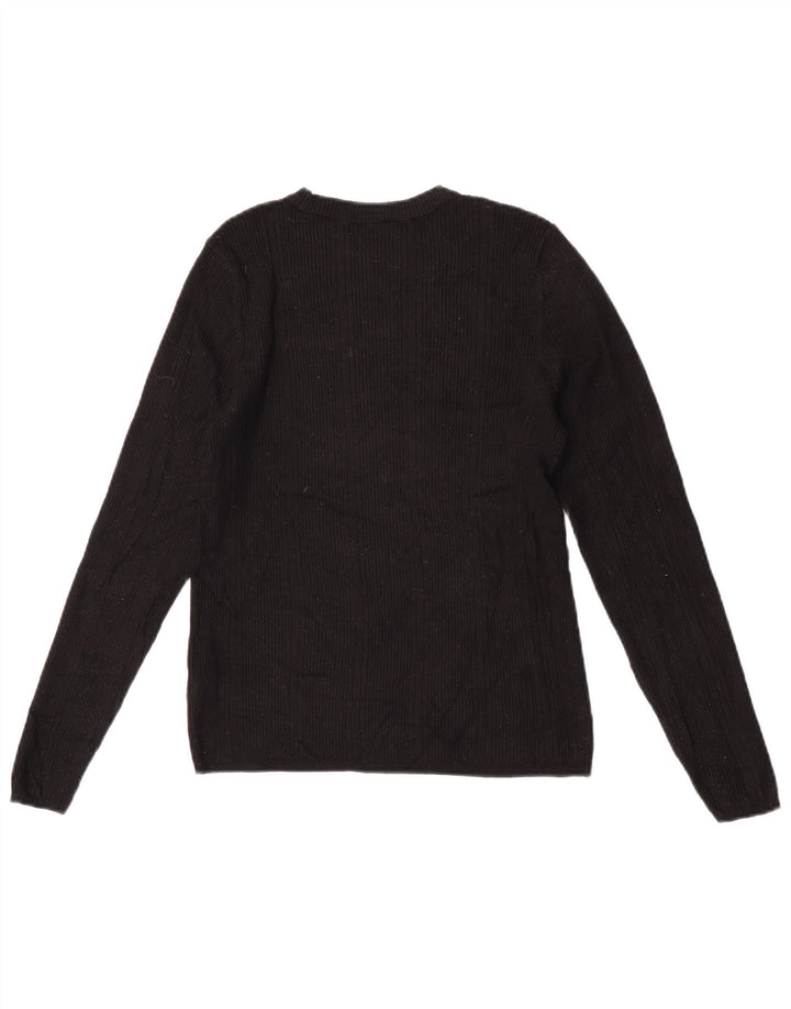 Marks & Spencer Womens Boat Neck Jumper Sweater UK 12 Medium  Black Viscose